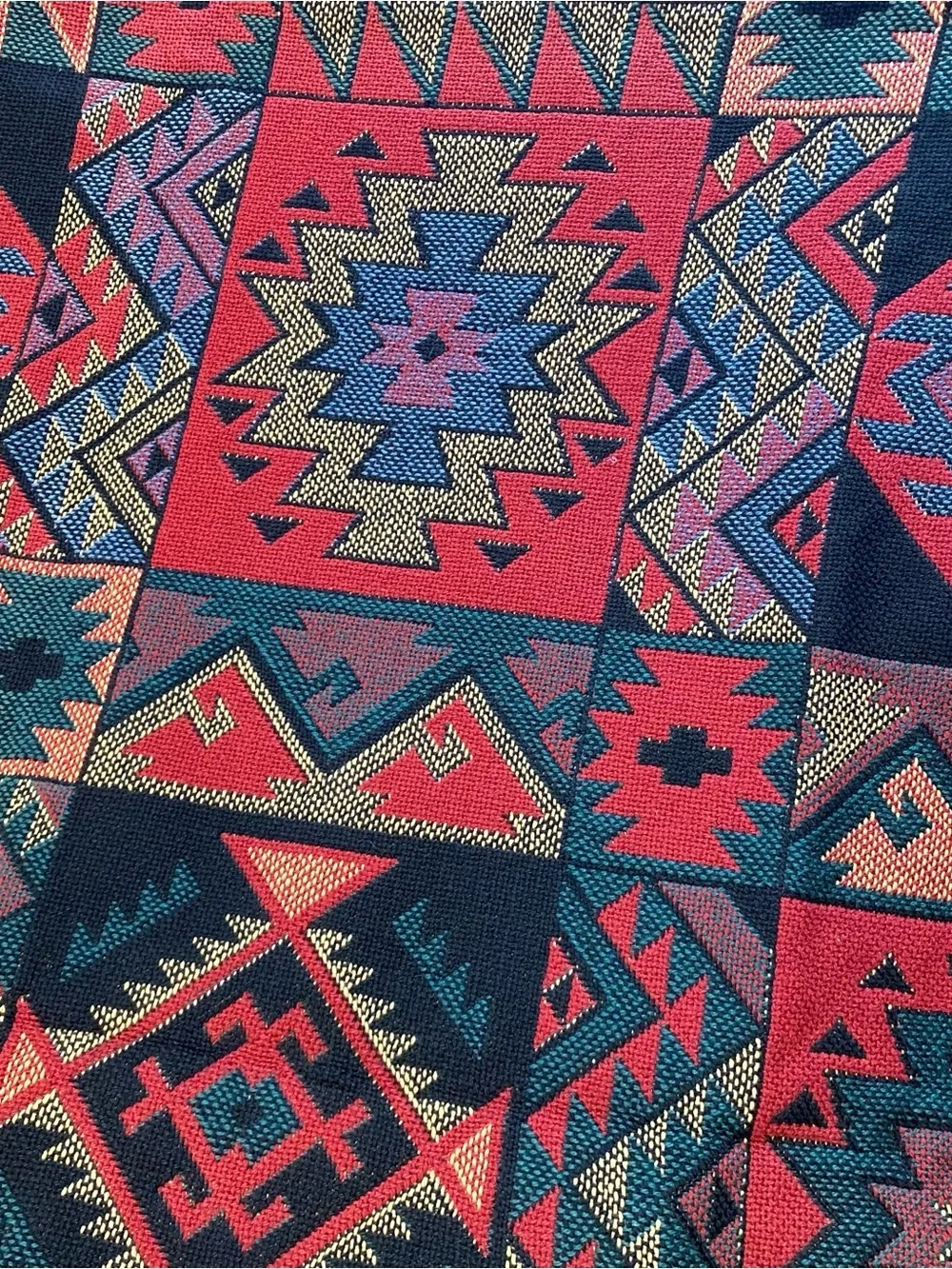 Vintage Goodwin Weavers Throw Blanket Tapestry Aztec Southwest 48”x68”